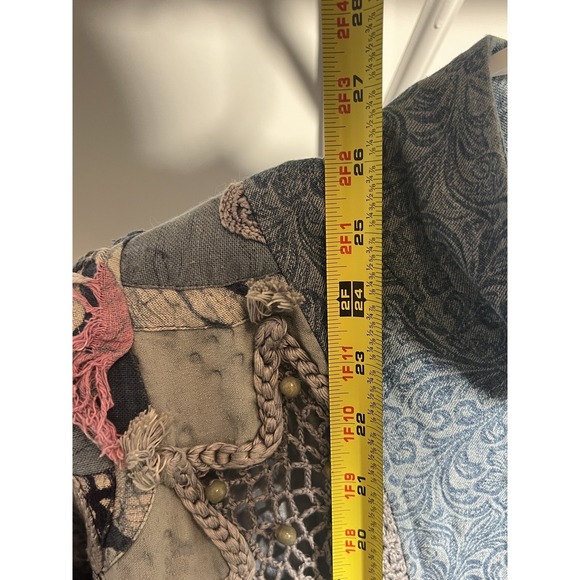 Vintage LIM'S Women's Bomber Jacket 80s Denim Patchwork Embellished Art-to-Wear - Picture 9 of 11